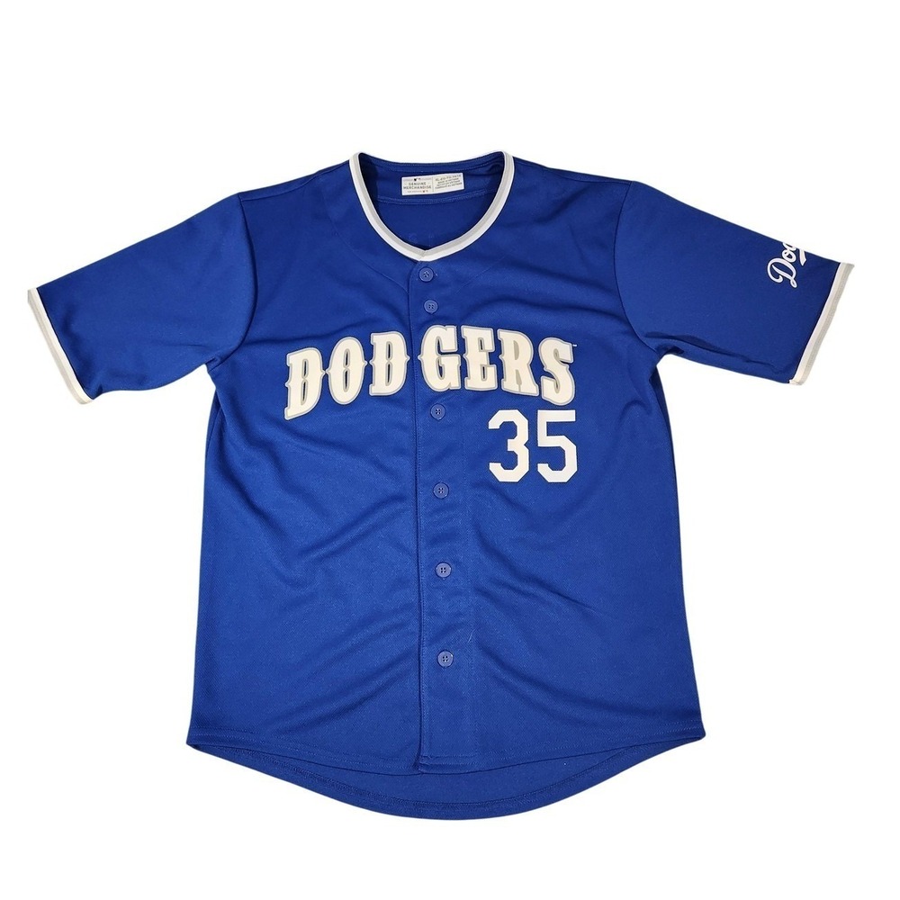 Los Angeles Dodgers Jersey Boys XL Blue MLB Baseball Cody Bellinger 35 Button